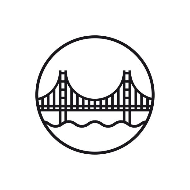 most wektorowy golden gate - ikona linii - golden gate bridge stock illustrations