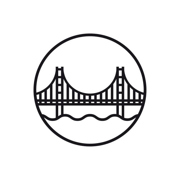 ilustrações, clipart, desenhos animados e ícones de ponte de porta dourada do vetor-ícone da linha - golden gate bridge