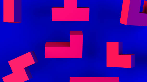 istock Abstract 3D Geometric Shapes Cube Blocks Background with Neon Lights 1172018726