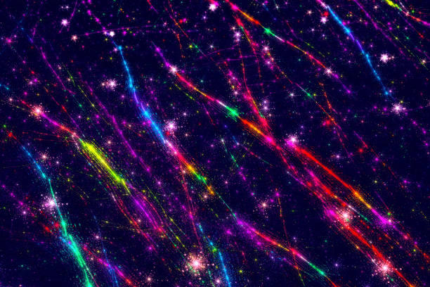 luces de navidad coloridas cuerda neon star galaxy espacio exterior fuegos artificiales rayas abstractas swirl fondo fractal bellas artes - fondo colorido fotos fotografías e imágenes de stock