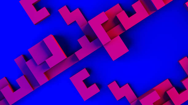 istock Abstract 3D Geometric Shapes Cube Blocks Background with Neon Lights 1172020333