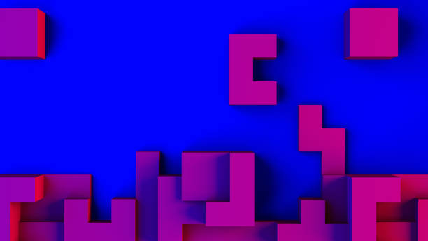 istock Abstract 3D Geometric Shapes Cube Blocks Background with Neon Lights 1172020576