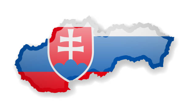 Slovakia flag and outline of the country on a white background. Slovakia flag and outline of the country on a white background. Vector illustration. slovak language stock illustrations