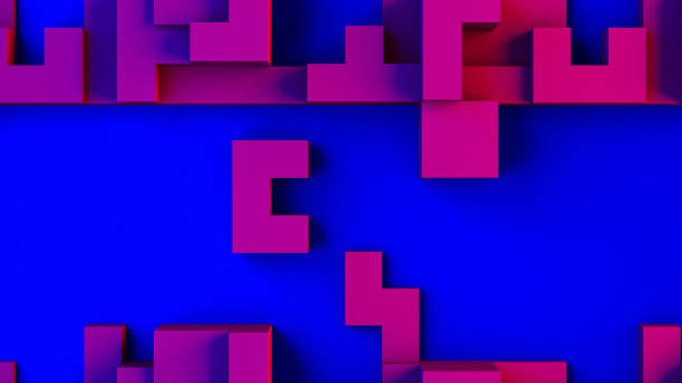 istock Abstract 3D Geometric Shapes Cube Blocks Background with Neon Lights 1172020953