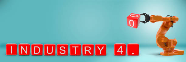 istock Industry 4.0 concept. Robotic arm is completing Industry 4.0 text. 1172020971