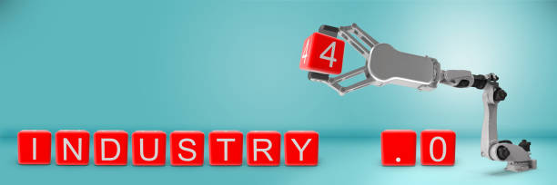 istock Industry 4.0 concept. Robotic arm is completing Industry 4.0 text. 1172020978