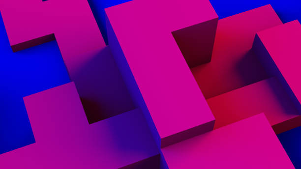 istock Abstract 3D Geometric Shapes Cube Blocks Background with Neon Lights 1172021808