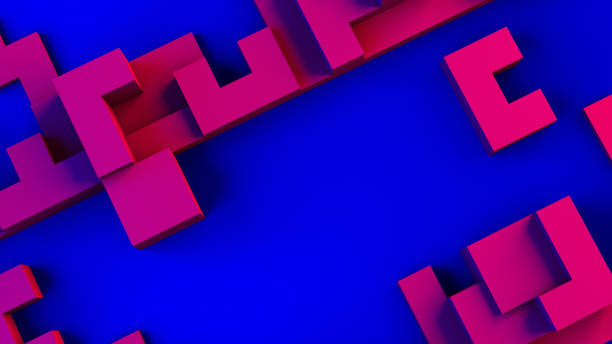 istock Abstract 3D Geometric Shapes Cube Blocks Background with Neon Lights 1172022086