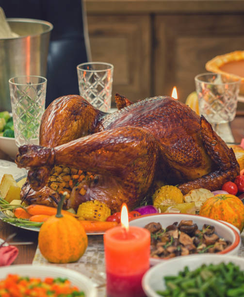 istock Traditional Stuffed Turkey with Side Dishes for Thanksgiving Day 1172022220
