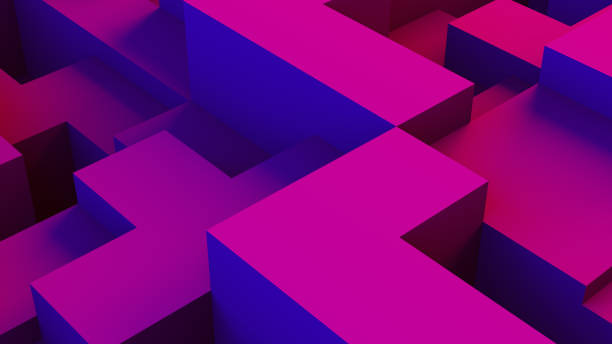 istock Abstract 3D Geometric Shapes Cube Blocks Background with Neon Lights 1172023840