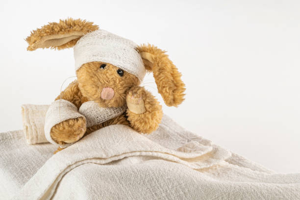 Recovering bunny. Teddy Rabbit is feeling sick sick bunny stock pictures, royalty-free photos & images