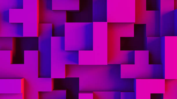 istock Abstract 3D Geometric Shapes Cube Blocks Background with Neon Lights 1172025085