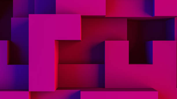 istock Abstract 3D Geometric Shapes Cube Blocks Background with Neon Lights 1172026080