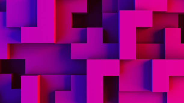istock Abstract 3D Geometric Shapes Cube Blocks Background with Neon Lights 1172026579