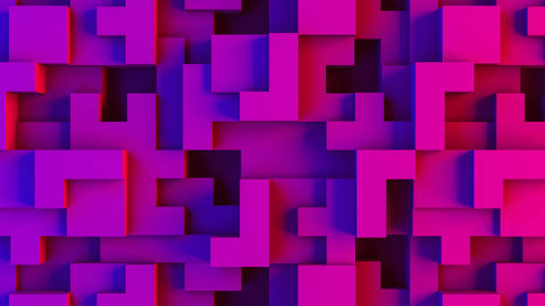 istock Abstract 3D Geometric Shapes Cube Blocks Background with Neon Lights 1172027257