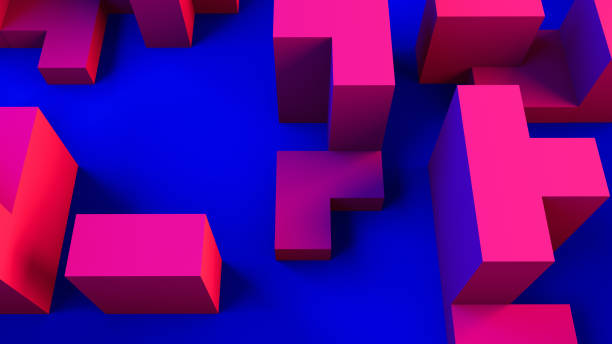 istock Abstract 3D Geometric Shapes Cube Blocks Background with Neon Lights 1172027618