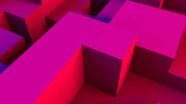 istock Abstract 3D Geometric Shapes Cube Blocks Background with Neon Lights 1172028784