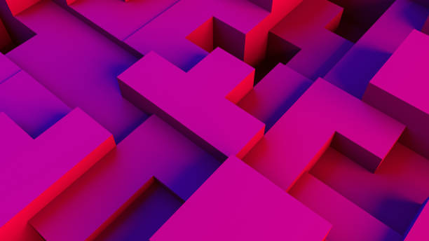 istock Abstract 3D Geometric Shapes Cube Blocks Background with Neon Lights 1172029423