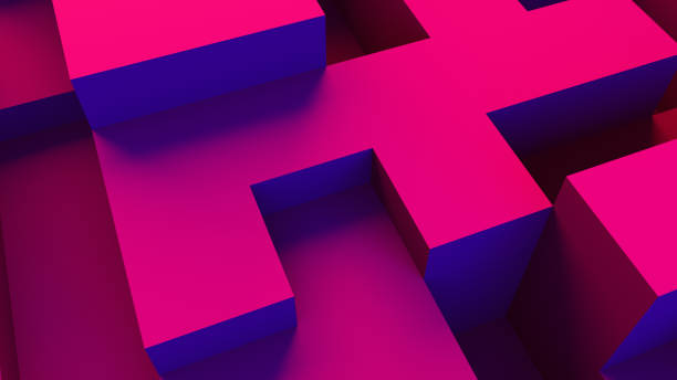 istock Abstract 3D Geometric Shapes Cube Blocks Background with Neon Lights 1172029860