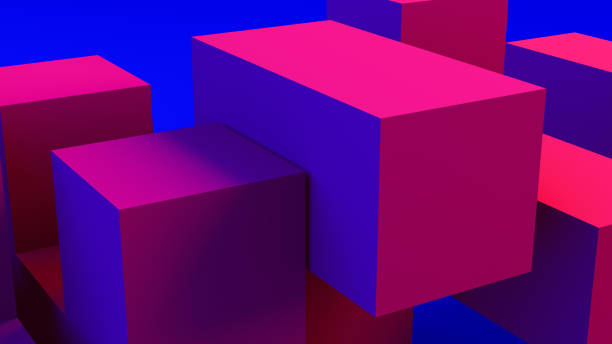 istock Abstract 3D Geometric Shapes Cube Blocks Background with Neon Lights 1172031903