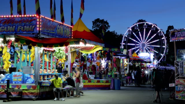 County Fair with Carnival Games and Rides Time Lapse