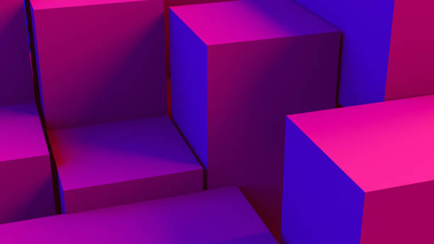 istock Abstract 3D Geometric Shapes Cube Blocks Background with Neon Lights 1172032203