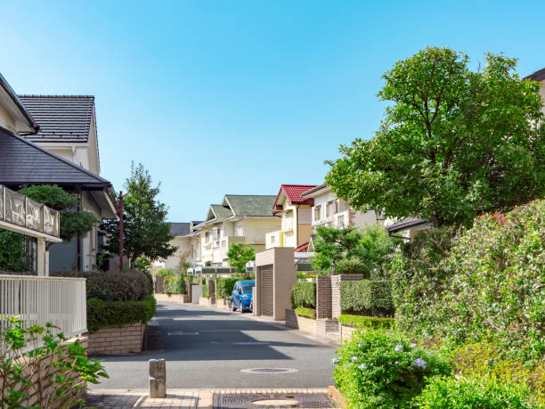 landscape of the residential areas - tract houses imagens e fotografias de stock