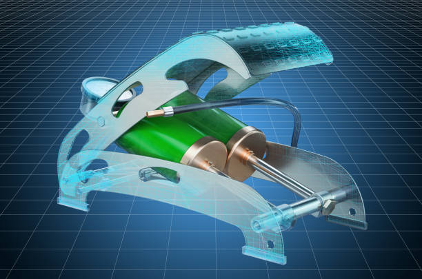 istock Visualization 3d cad model of High Pressure Air Foot Pump, blueprint. 3D rendering 1172046344