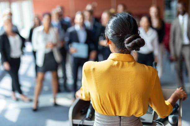 istock Female business presenter 1172046767