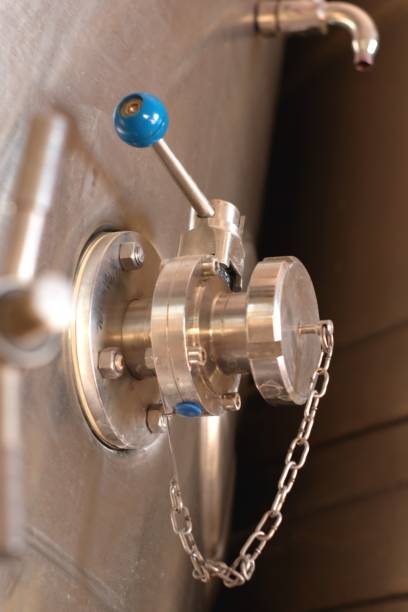 istock Stainless steel butterfly valve on a wine vat 1172056769