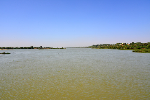 A picturesque river meandering through a lush forested area