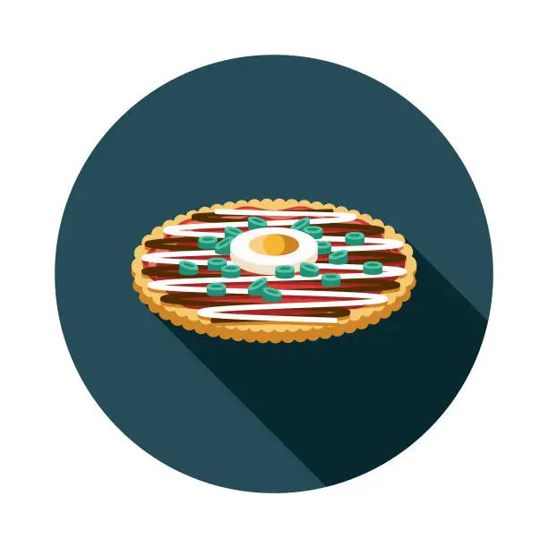 Vector illustration of Okonomiyaki Japanese Food Icon