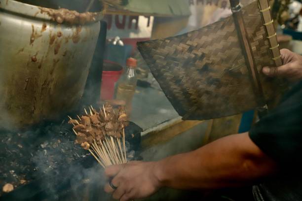 istock Sate Padang, the Beef Satay from West Sumatra, Grilled on Charcoal Fire 1172060910