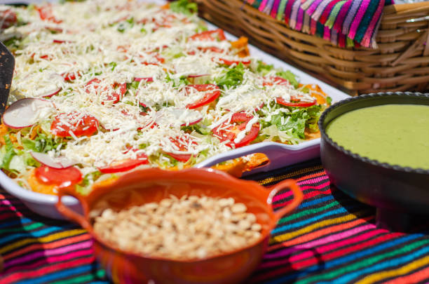 Mexican Enchiladas on a tray stock photo