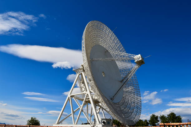 istock Array of satellite dishes or radio antennas against sky. Space o 1172065160