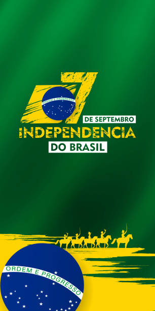 7 de setembro, independencia do brasil, (tłumaczenie : 7 września, dzień niepodległości brazylii), billboard, plakat, social media, szablon kartki okolicznościowej ilustracja wektorowa - niezależność stock illustrations