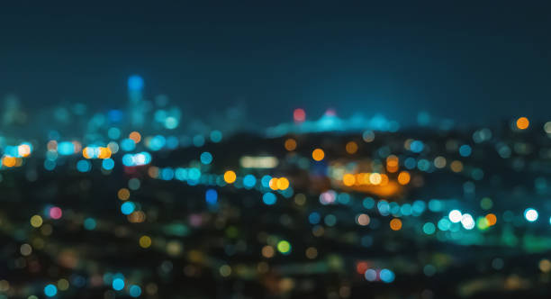 Blurred abstract bokeh background Blurred abstract bokeh background of San Francisco city lights at night illuminated stock pictures, royalty-free photos & images