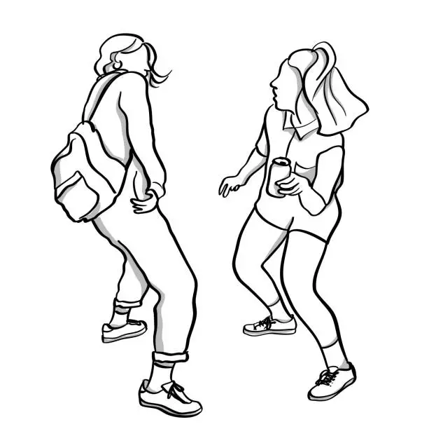 Vector illustration of Girlfriends Dancing