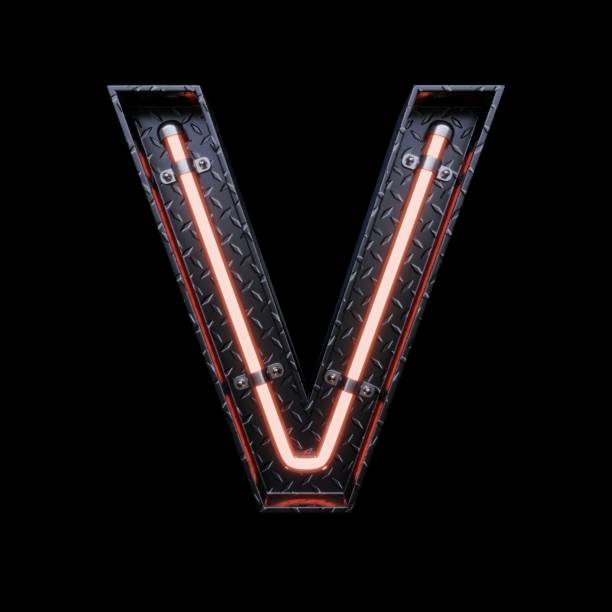 istock Neon Light Letter V with red neon lights. 1172083412