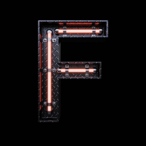 istock Neon Light Letter F with red neon lights. 1172083434