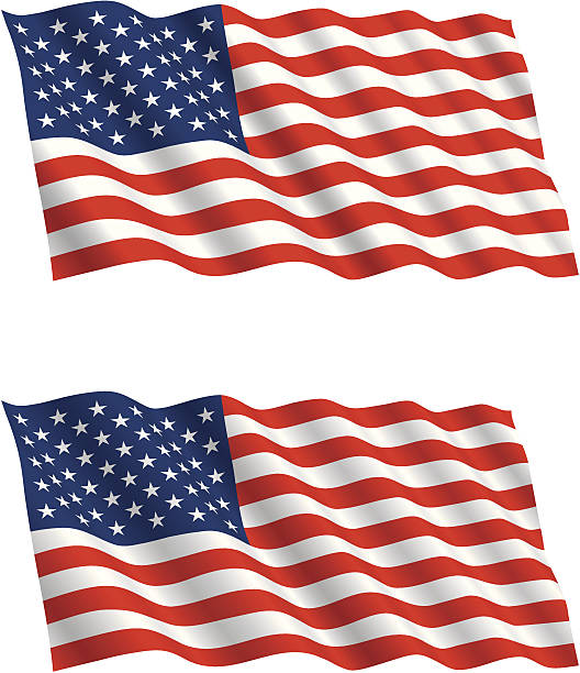 американский флаг летать на ветру, 2 - american flag usa flag curve stock illustrations