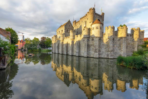 The Gravensteen is a medieval castle at Ghent, East Flanders in Belgium. The current castle dates to 1180 and was the residence of the Counts of Flanders until 1353.