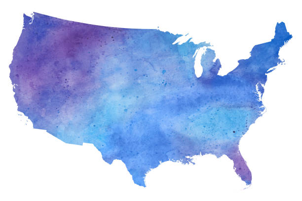 USA Watercolor Raster Map Illustration vector art illustration