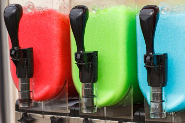 istock Machine for making ice cream smoothie drinks with three tastes, cold dessert concept 1172105203
