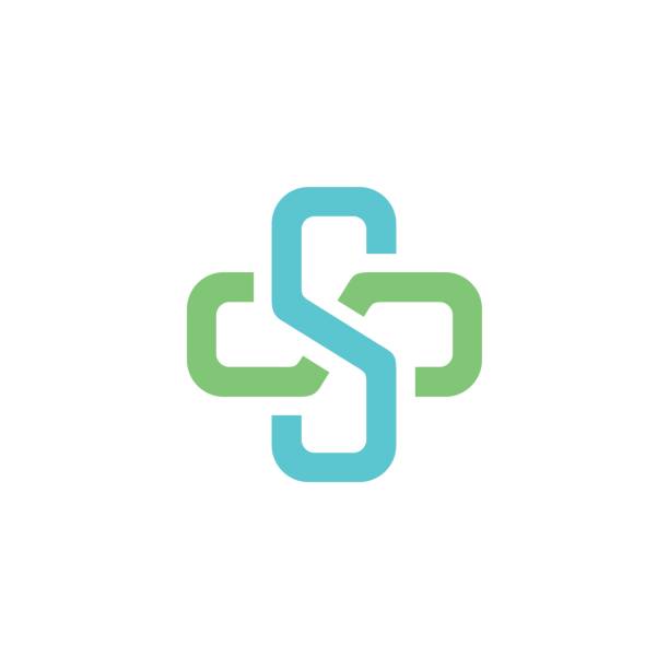 ilustraciones, imágenes clip art, dibujos animados e iconos de stock de pharmacy cross / inspiración inicial de diseño ss - medical logos