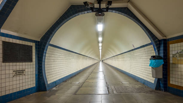 Sint-Anna Pedestrian Tunnel under the river Schelde Sint-Anna Pedestrian Tunnel under the river Schelde, Wednesday 14 June 2017, Antwerp, Belgium. linker stock pictures, royalty-free photos & images