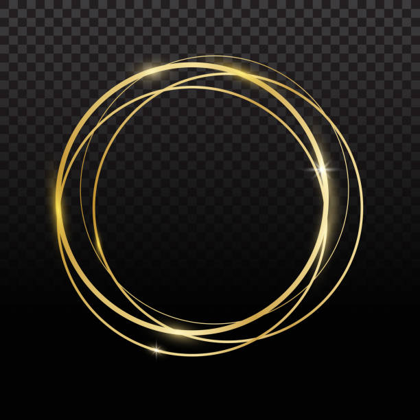 ilustrações de stock, clip art, desenhos animados e ícones de golden sparkling ellipse isolated on black background. - frame ellipse gold paintings