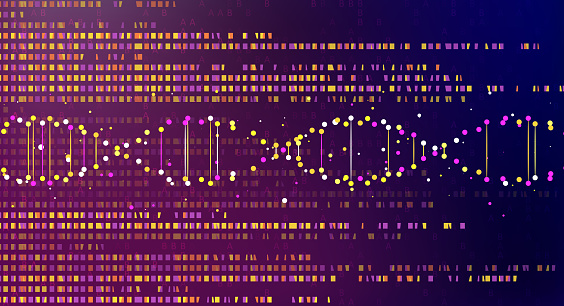 Big genomic data visualization. DNA test, genom map. Graphic concept for your design