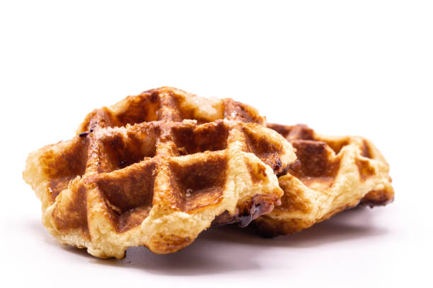istock Close up Caramel waffles dessert isolate on white background. 1172133074