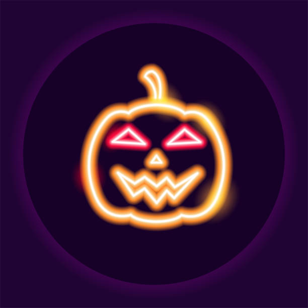 istock Pumpkin neon icon. Halloween neon sign. Holiday concept. Vector illustration. 1172133159